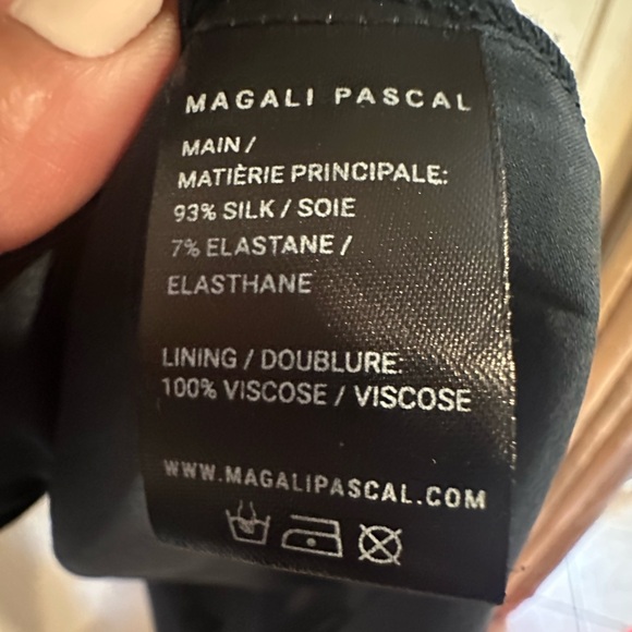 NWT MAGALI PASCAL Navy Baron long dress Puff-Sleeved Midi Dress silk Size M - Picture 10 of 11